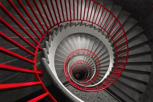 Red spiral staircase