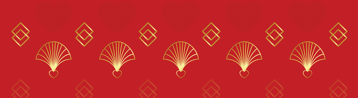 Red and gold art deco style header graphic